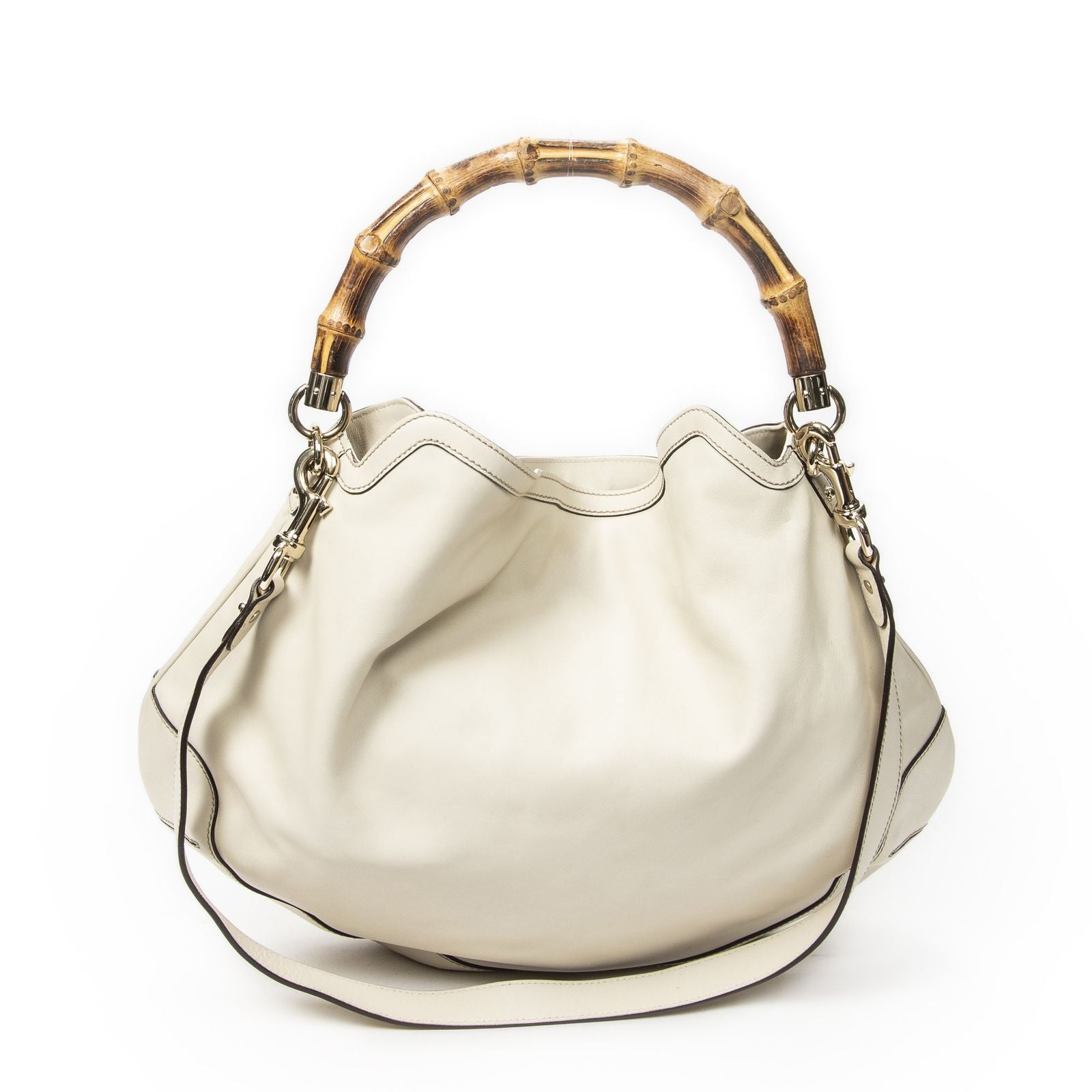 Gucci Peggy Bamboo Handle Hobo Ivory Calfskin Leather — view 5