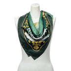 Hermes Scarf Green Yellow Twill Silk