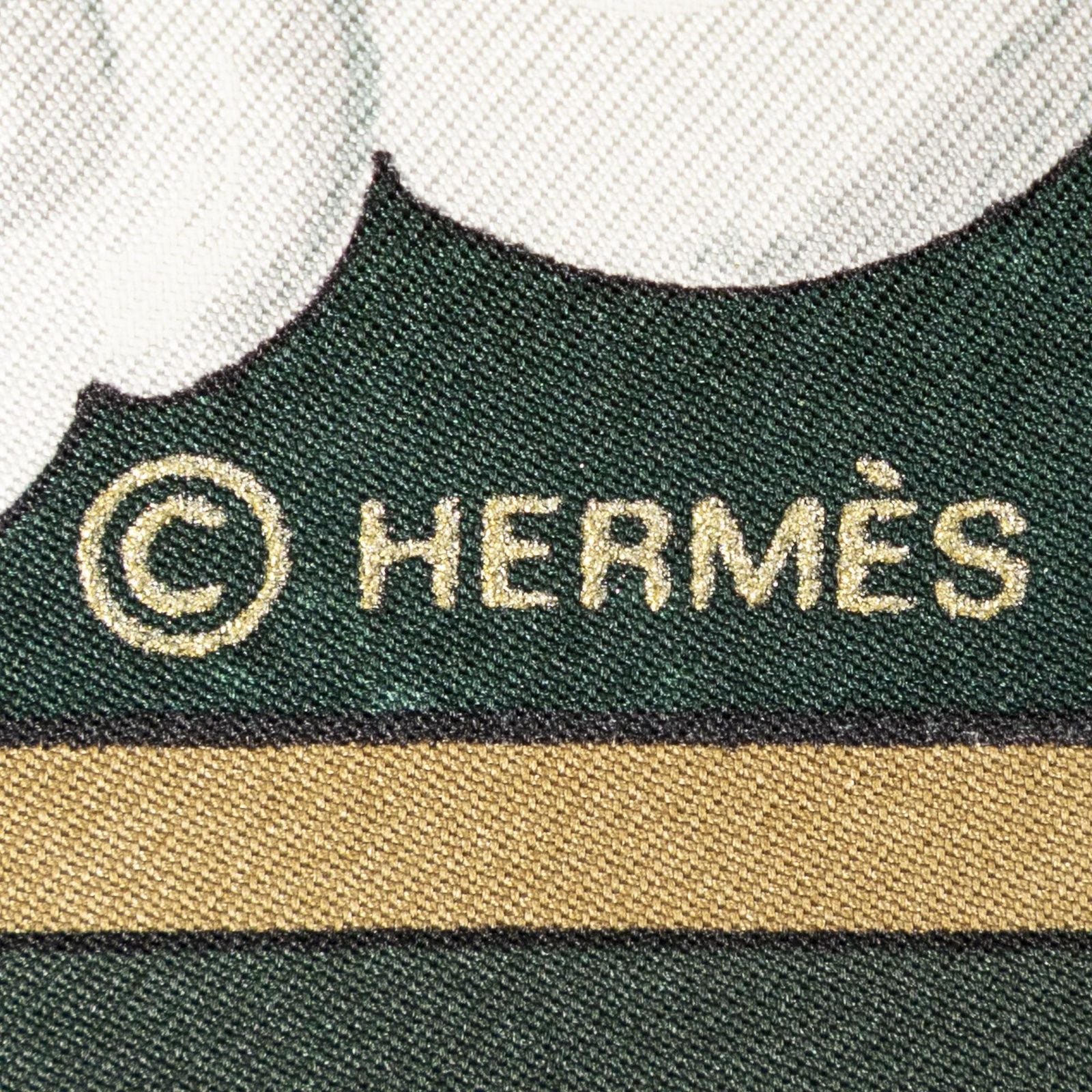 Hermes Scarf Green Yellow Twill Silk — view 4