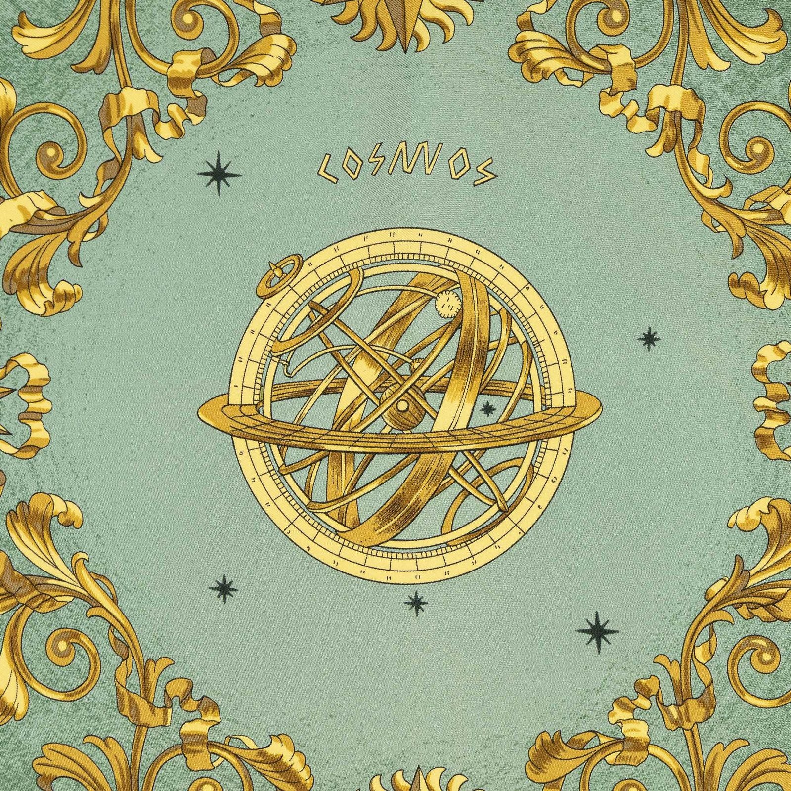 Hermes Scarf Green Yellow Twill Silk — view 3