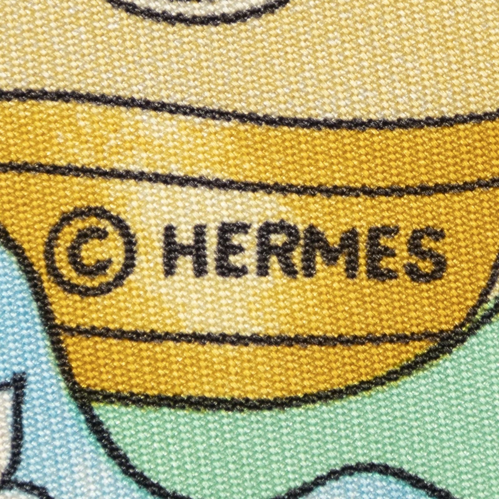 Hermes Scarf Green Gold Silk — view 4