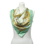 Hermes Scarf Green Gold Silk