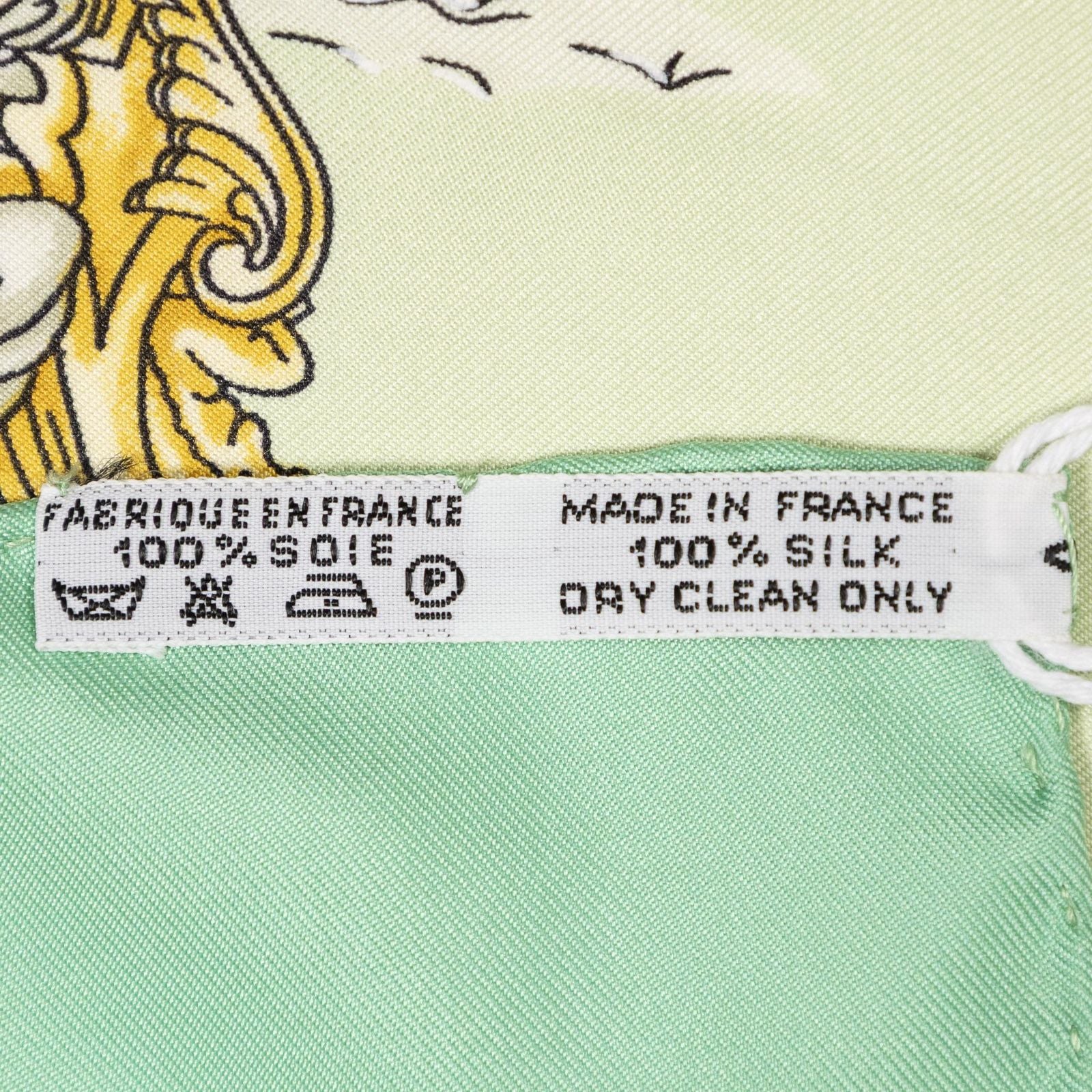 Hermes Scarf Green Gold Silk — view 5