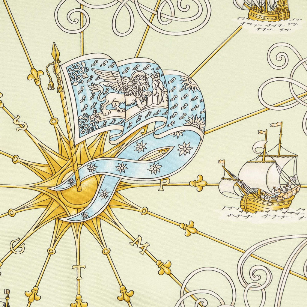 Hermes Scarf Green Gold Silk — view 3