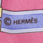 Hermes Scarf Light Pink Yellow Blue Twill Silk — view 4