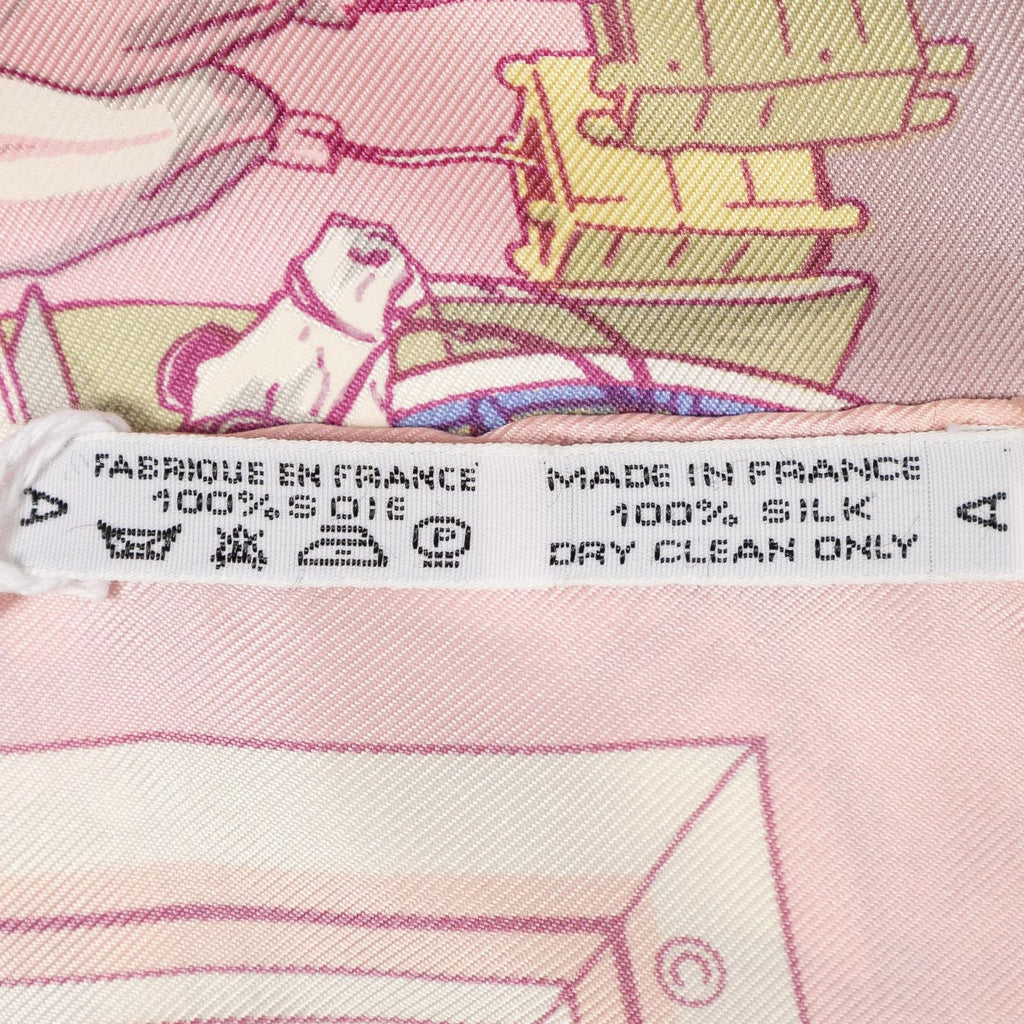 Hermes Scarf Pink Blue Twill Silk — view 5
