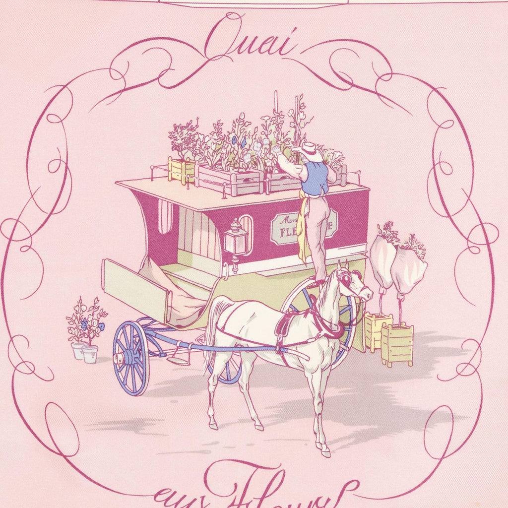 Hermes Scarf Pink Blue Twill Silk — view 3
