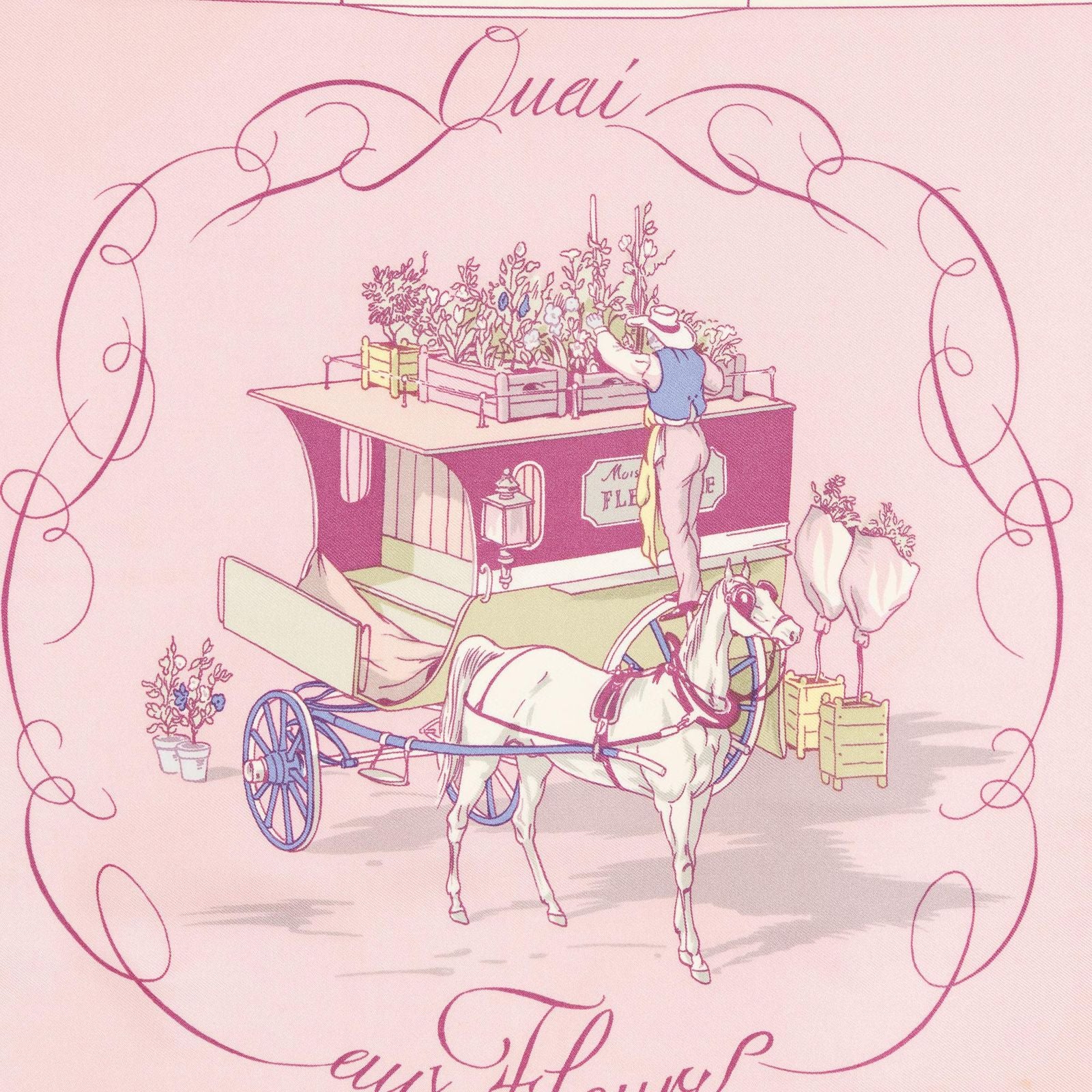 Hermes Scarf Pink Blue Twill Silk — view 3
