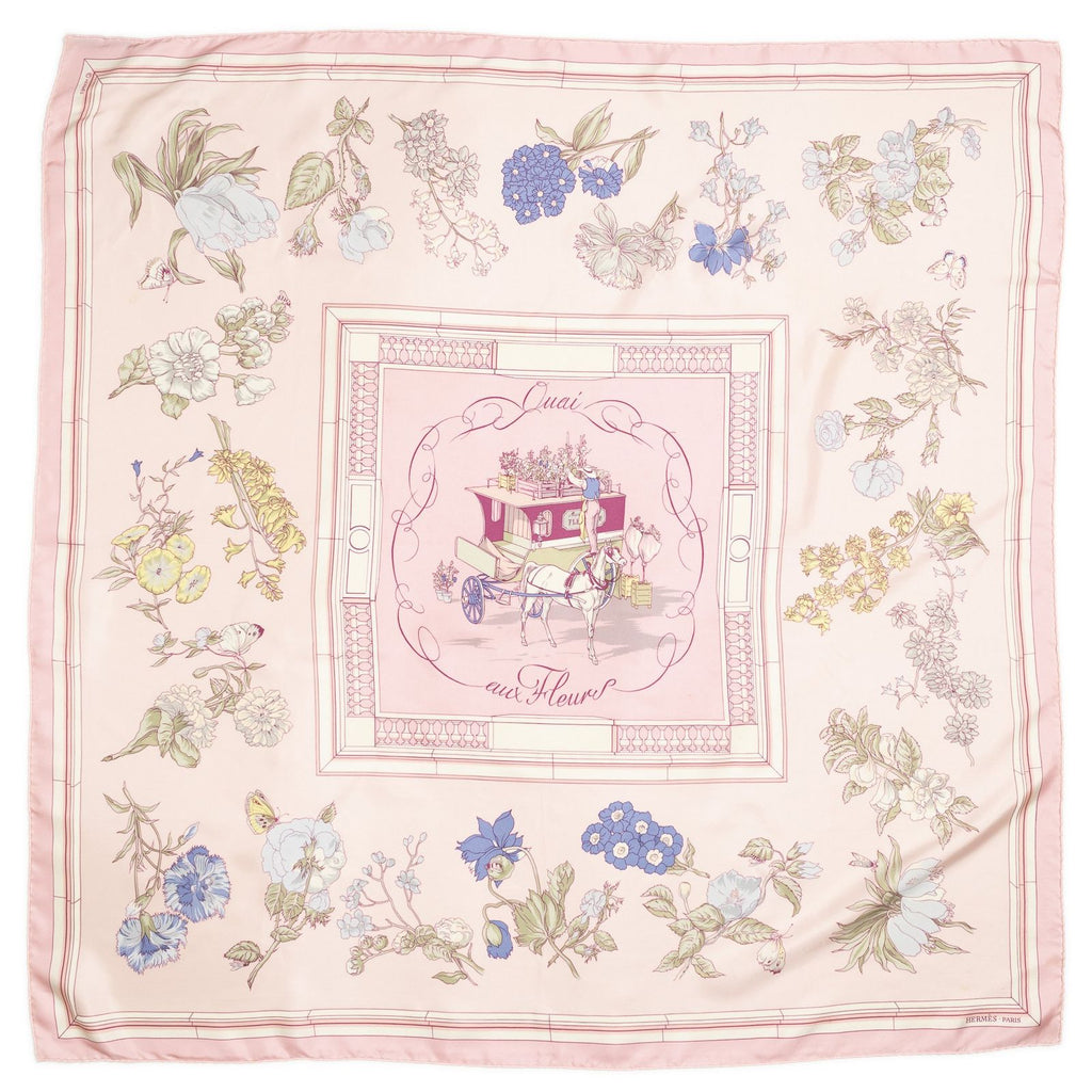 Hermes Scarf Pink Blue Twill Silk — view 2