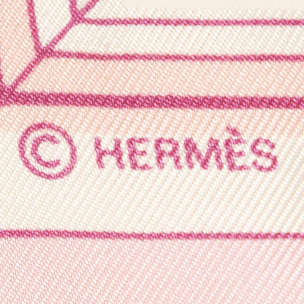 Hermes Scarf Pink Blue Twill Silk — view 4