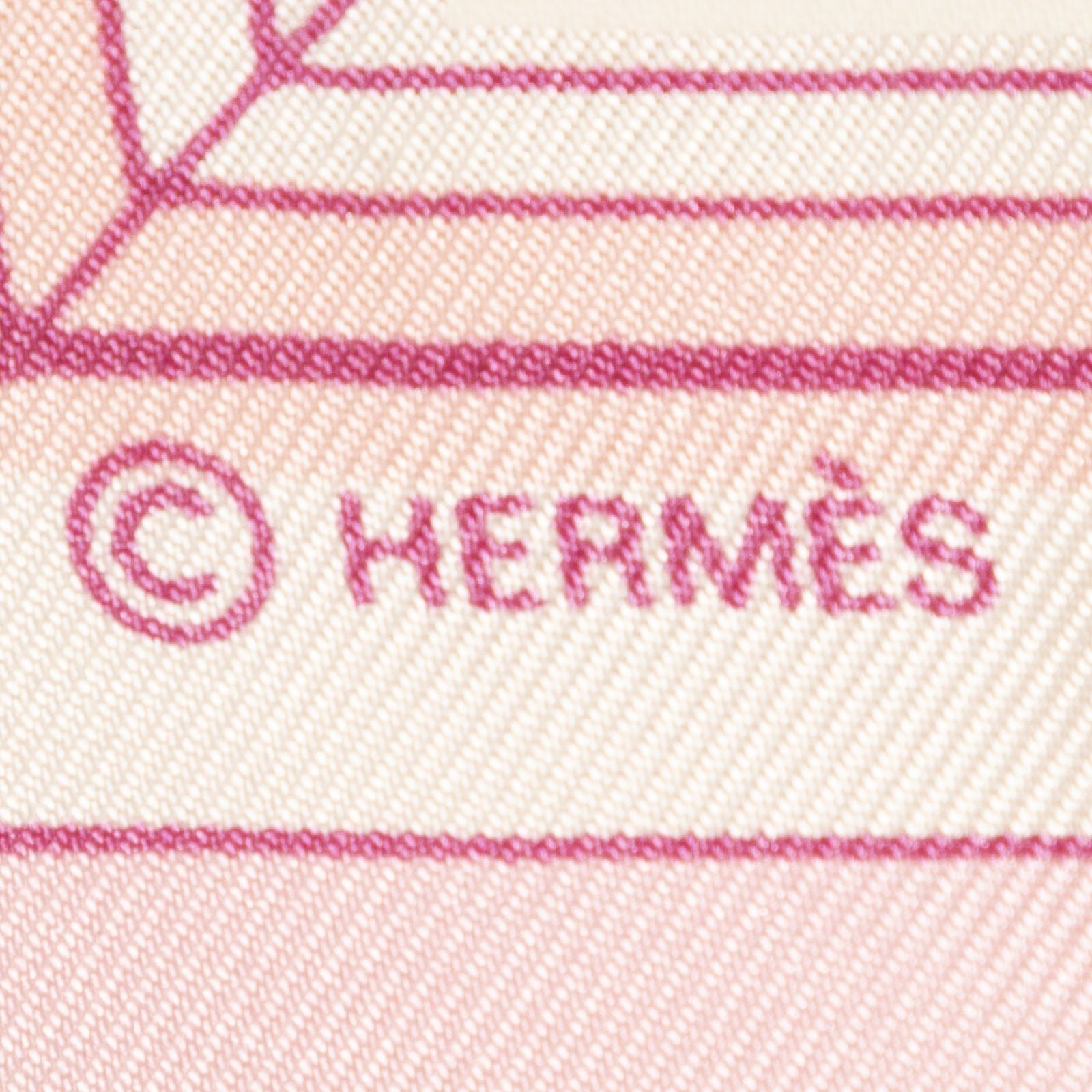 Hermes Scarf Pink Blue Twill Silk — view 4
