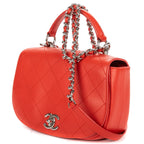 Chanel Ring My Bag Flap Red Quilted Suede Leather — view 2