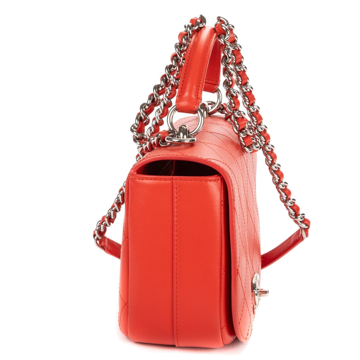 Chanel Ring My Bag Flap Red Quilted Suede Leather — view 4