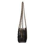 Chanel CC Shearling Chevron Round Crossbody Black Canvasa — view 4