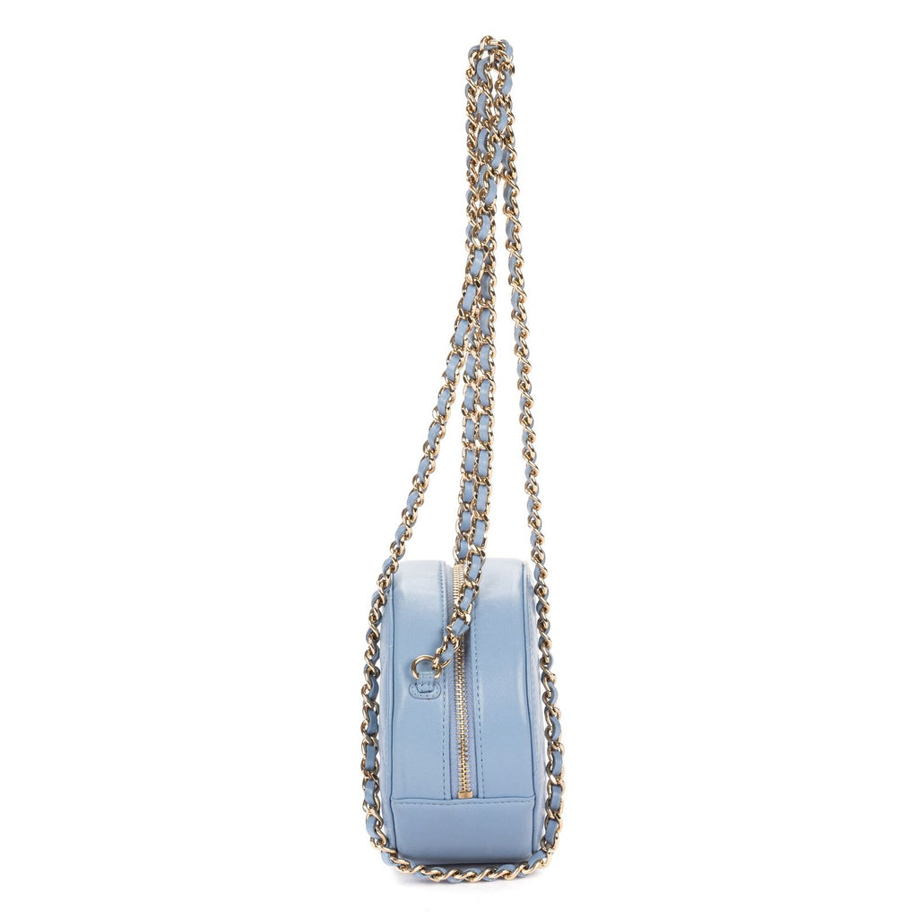 Chanel CC Round Crossbody Light Blue Canvas Lambskin — view 3