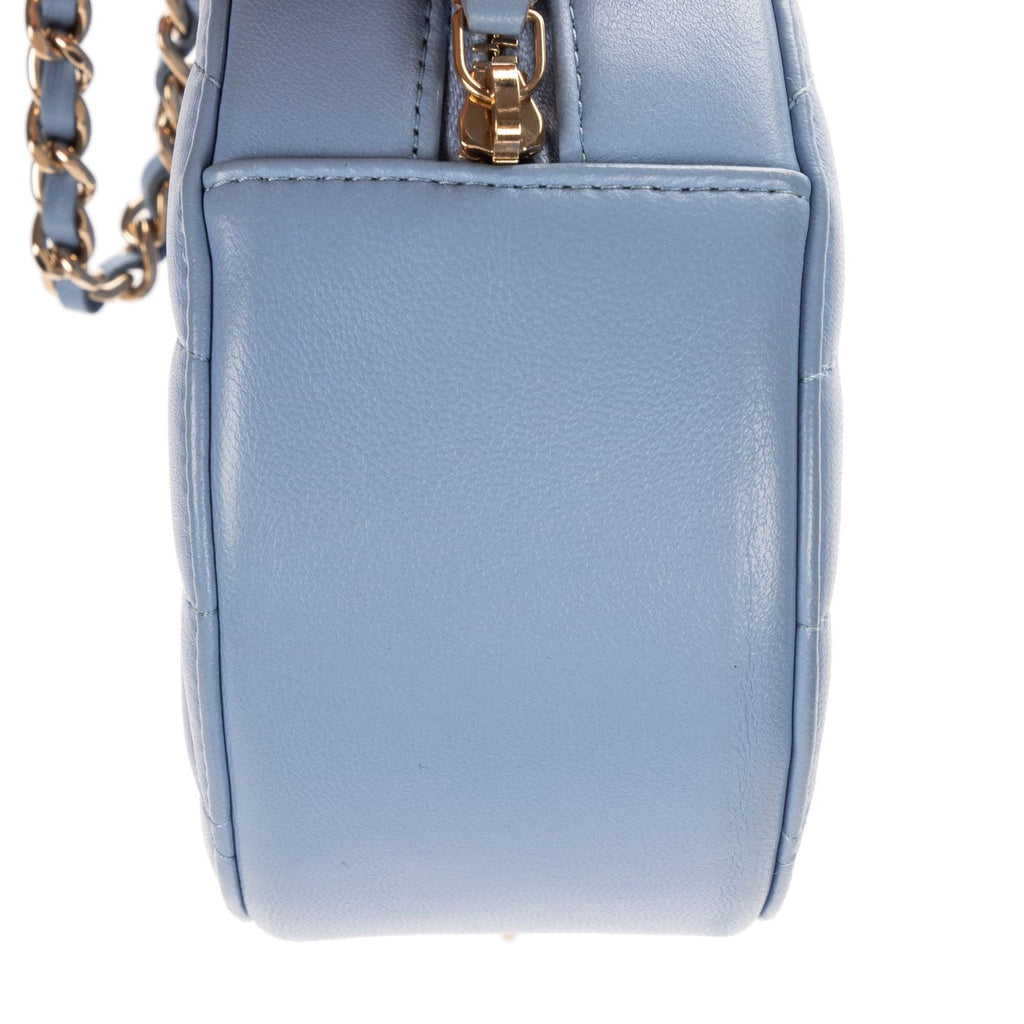 Chanel CC Round Crossbody Light Blue Canvas Lambskin — view 8