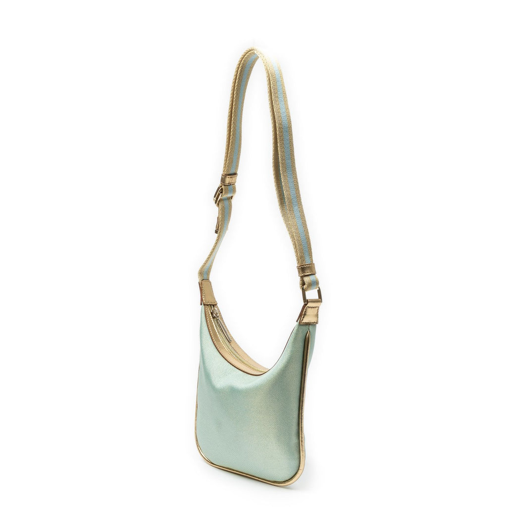 Gucci Small Web Pop Hobo Turquoise Gold Canvas — view 2