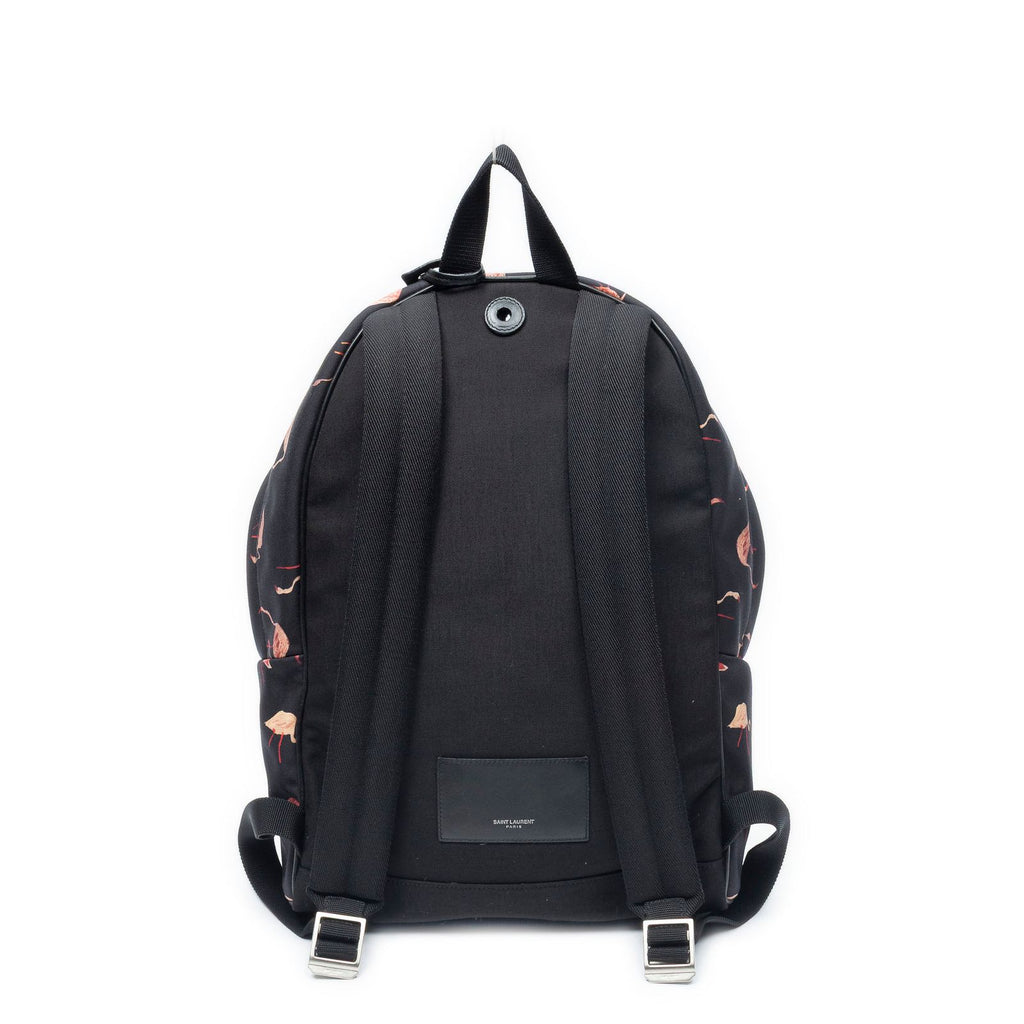Saint Laurent City Backpack Black Pink Flamingo Print Canvasa — view 5