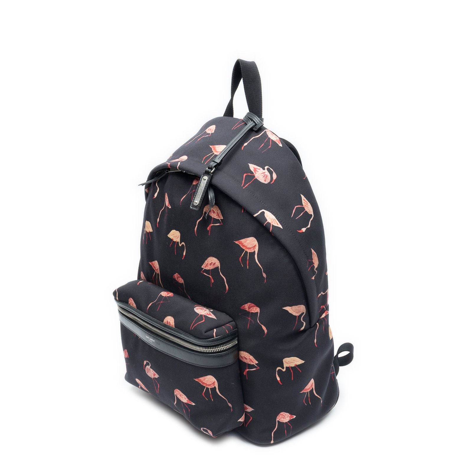 Saint Laurent City Backpack Black Pink Flamingo Print Canvasa — view 2