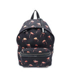 Saint Laurent City Backpack Black Pink Flamingo Print Canvasa