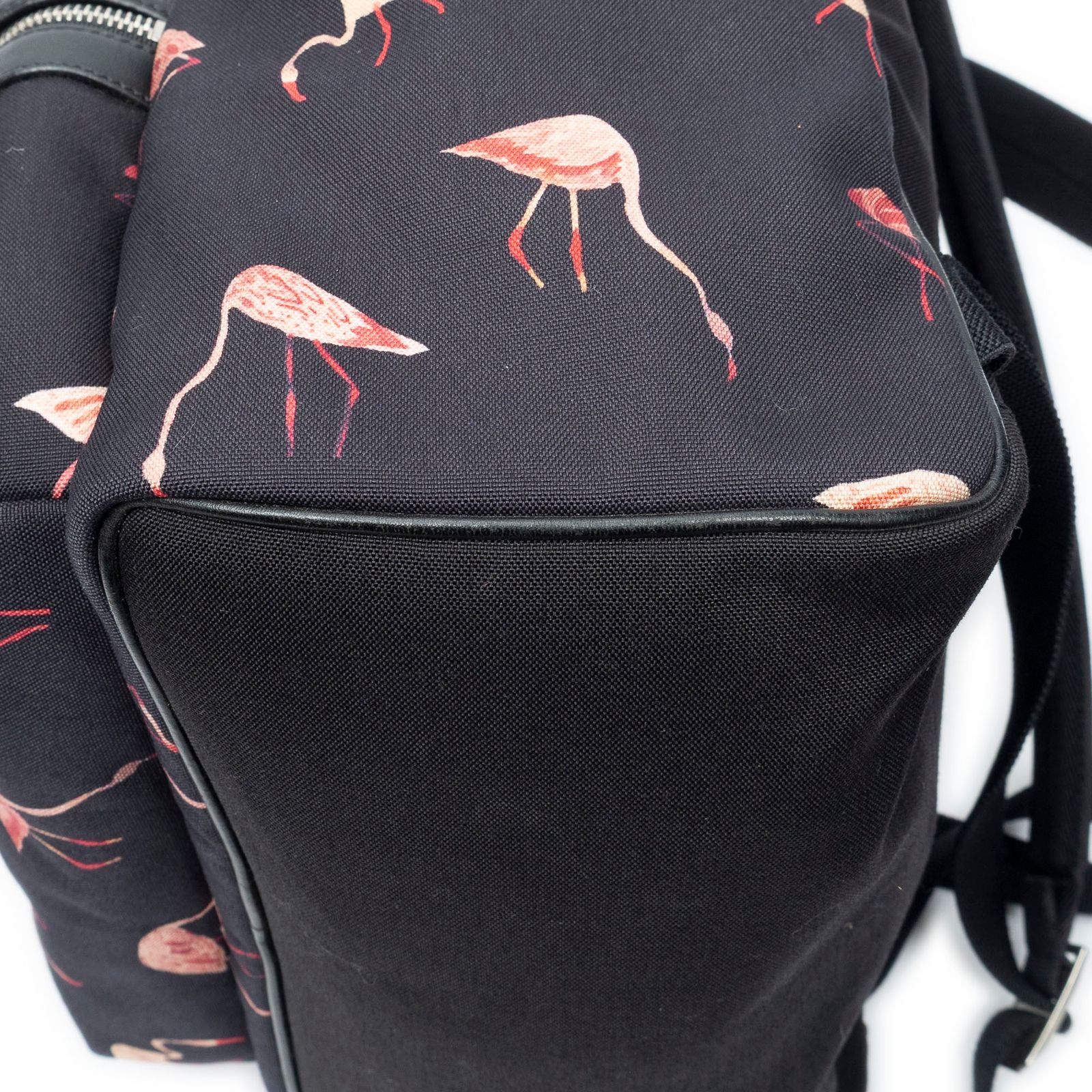 Saint Laurent City Backpack Black Pink Flamingo Print Canvasa — view 7