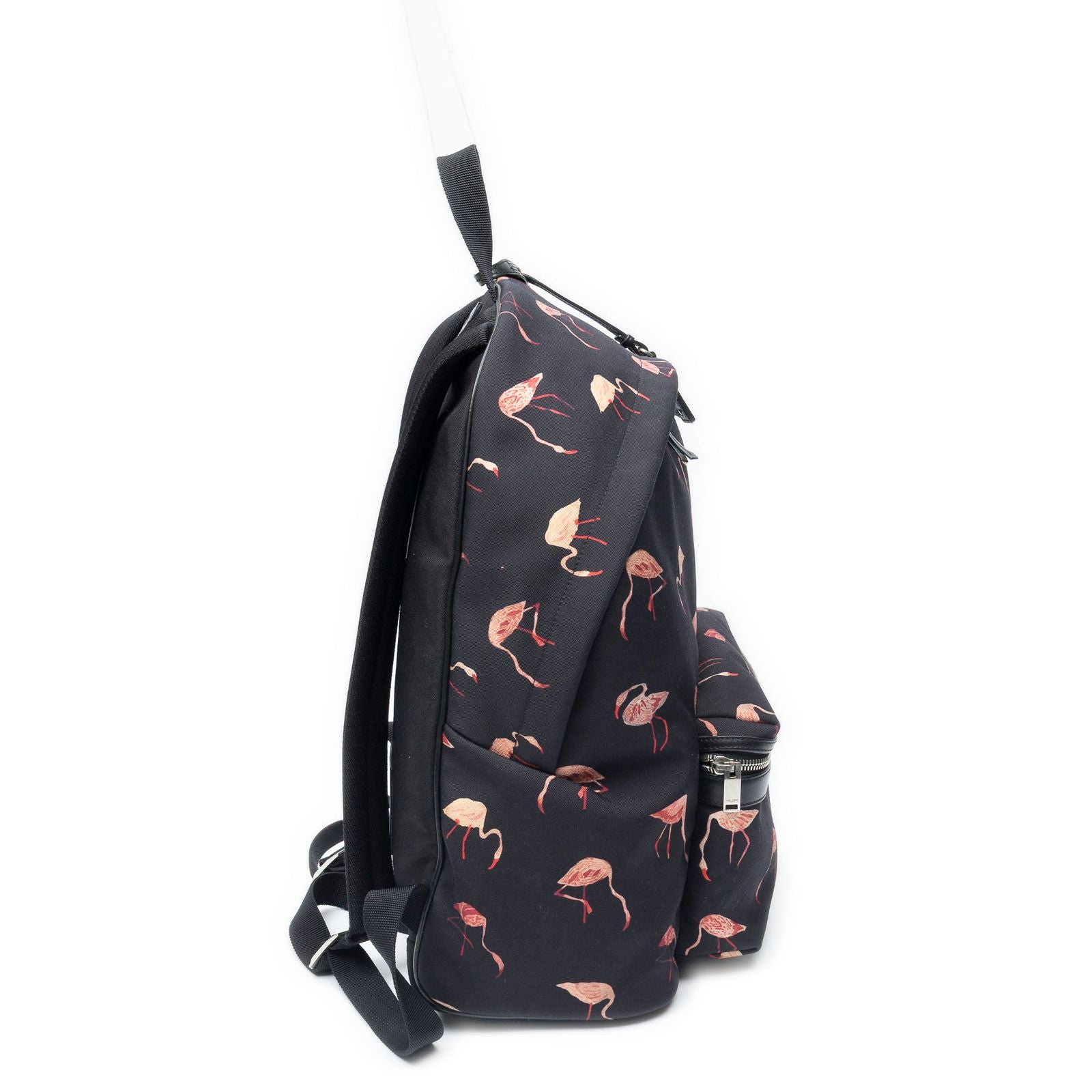Saint Laurent City Backpack Black Pink Flamingo Print Canvasa — view 4
