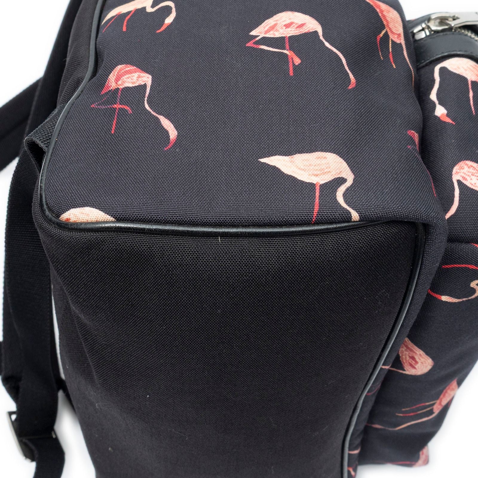Saint Laurent City Backpack Black Pink Flamingo Print Canvasa — view 8