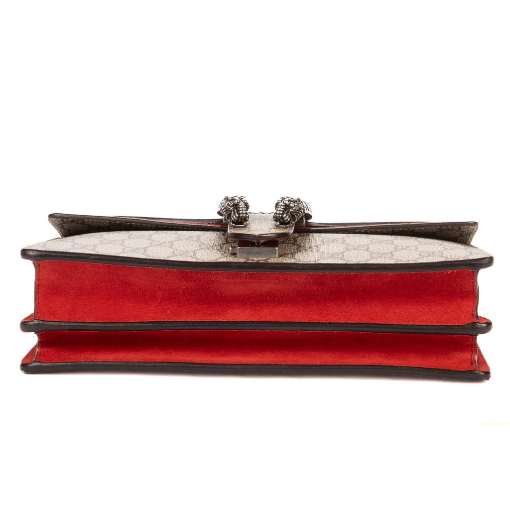 Gucci Small Dionysus Chain Crossbody Beige Red Supreme Canvas — view 6