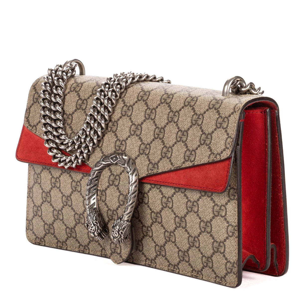 Gucci Small Dionysus Chain Crossbody Beige Red Supreme Canvas — view 2