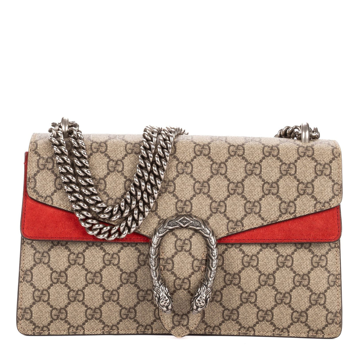 Gucci Small Dionysus Chain Crossbody Beige Red Supreme Canvas