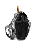 Gucci Large Bamboo Backpack Black Suede Leather — view 4