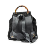 Gucci Large Bamboo Backpack Black Suede Leather — view 5