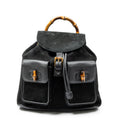 Gucci Large Bamboo Backpack Black Suede Leather