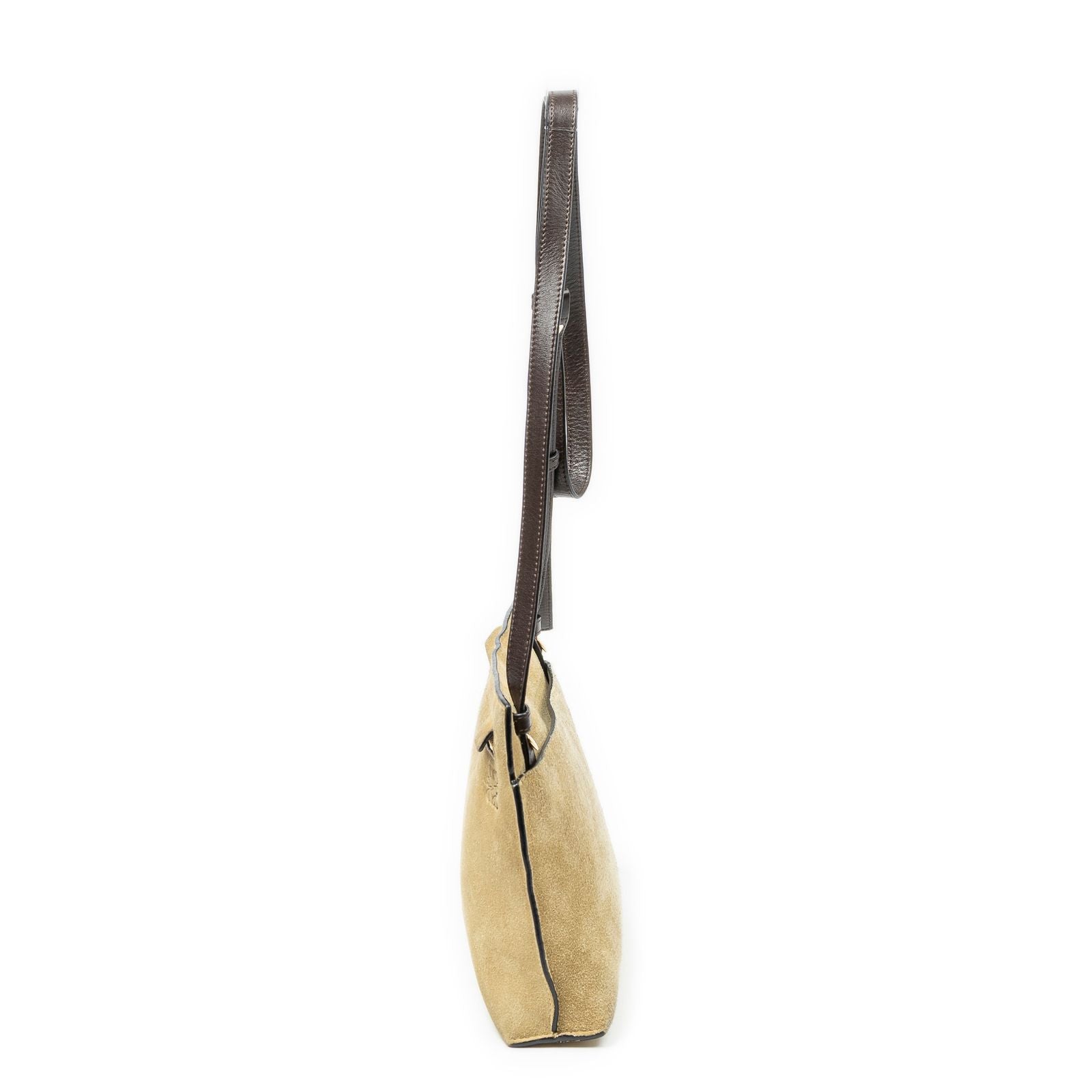 Loewet Pouch Crossbody Beige Dark Brown Suede Leather — view 3
