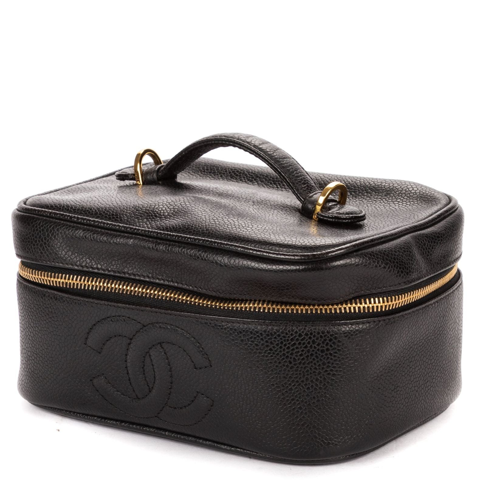 Chanel CC Logo Vanity Bag Black Caviar Leather — view 2