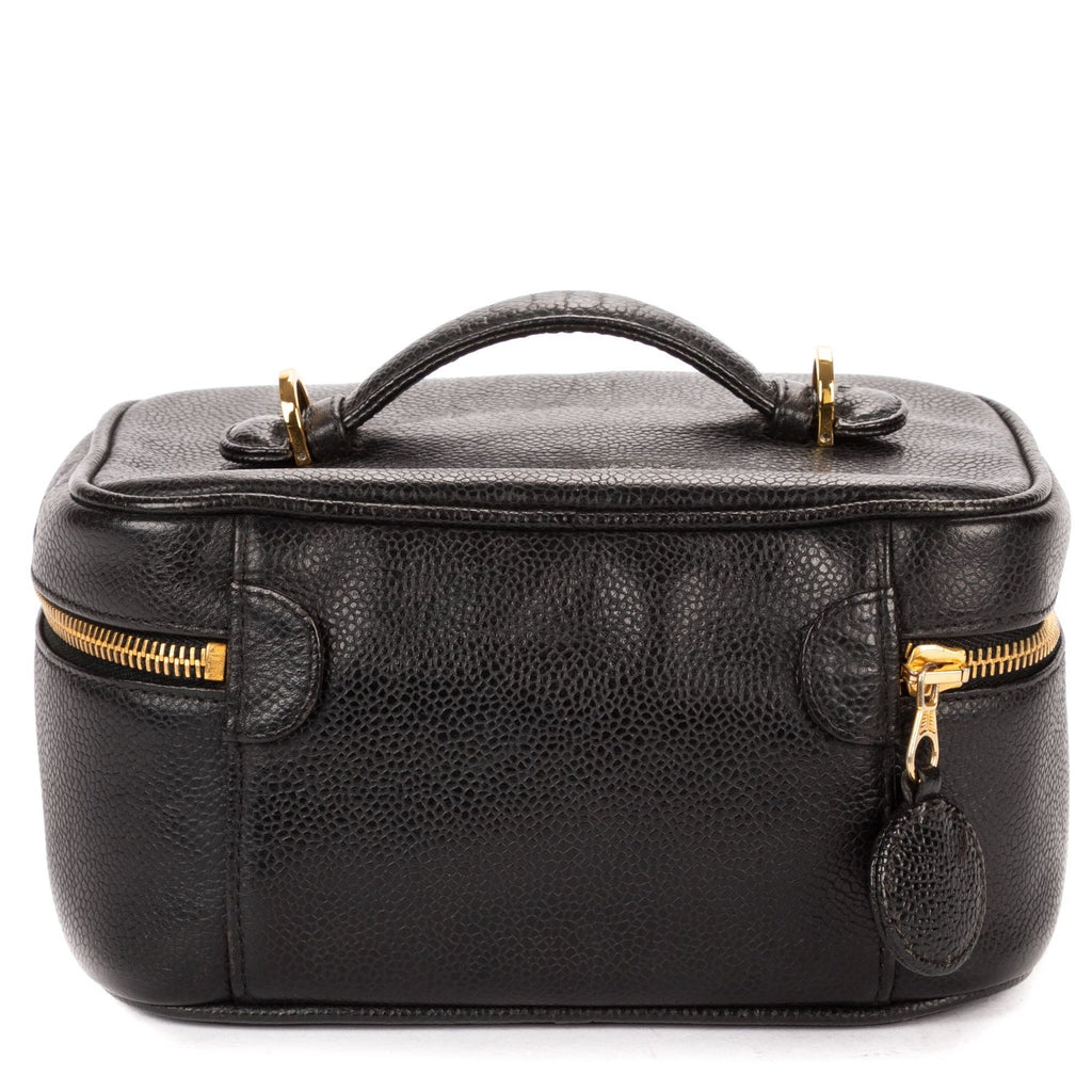 Chanel CC Logo Vanity Bag Black Caviar Leather — view 5