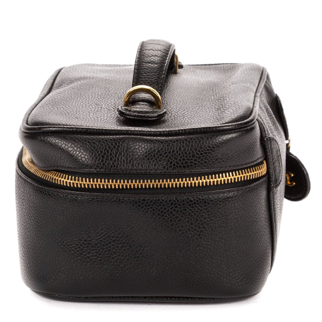 Chanel CC Logo Vanity Bag Black Caviar Leather — view 3