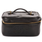 Chanel CC Logo Vanity Bag Black Caviar Leather