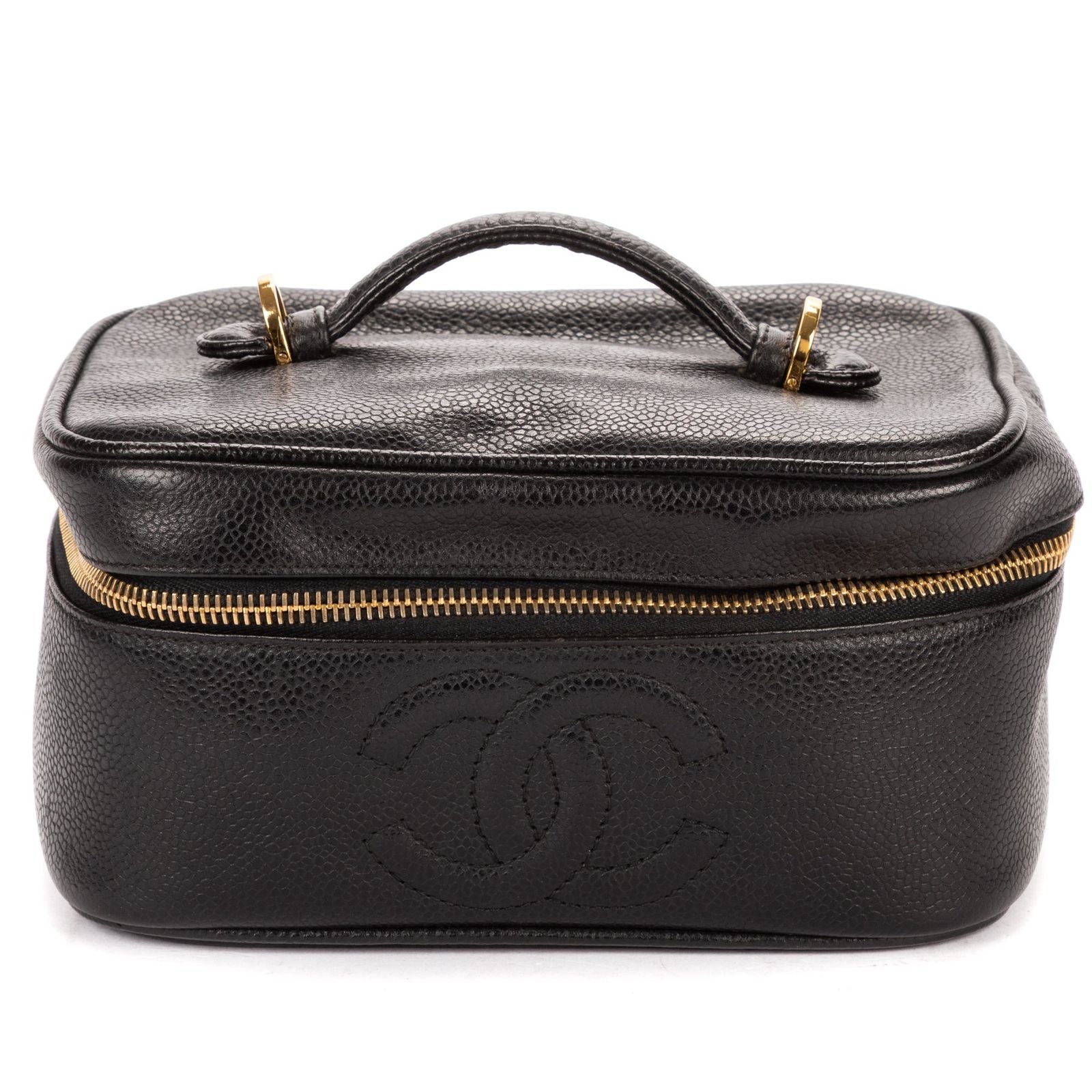 Chanel CC Logo Vanity Bag Black Caviar Leather