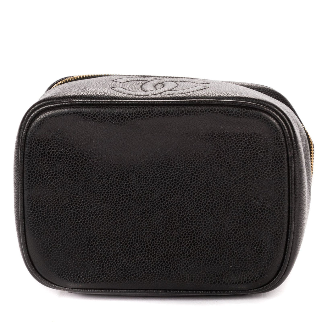 Chanel CC Logo Vanity Bag Black Caviar Leather — view 6
