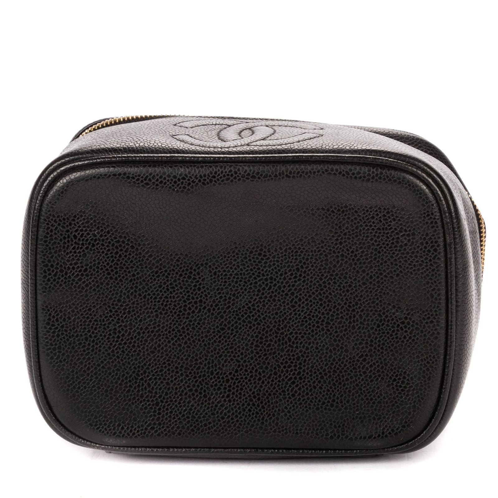 Chanel CC Logo Vanity Bag Black Caviar Leather — view 6
