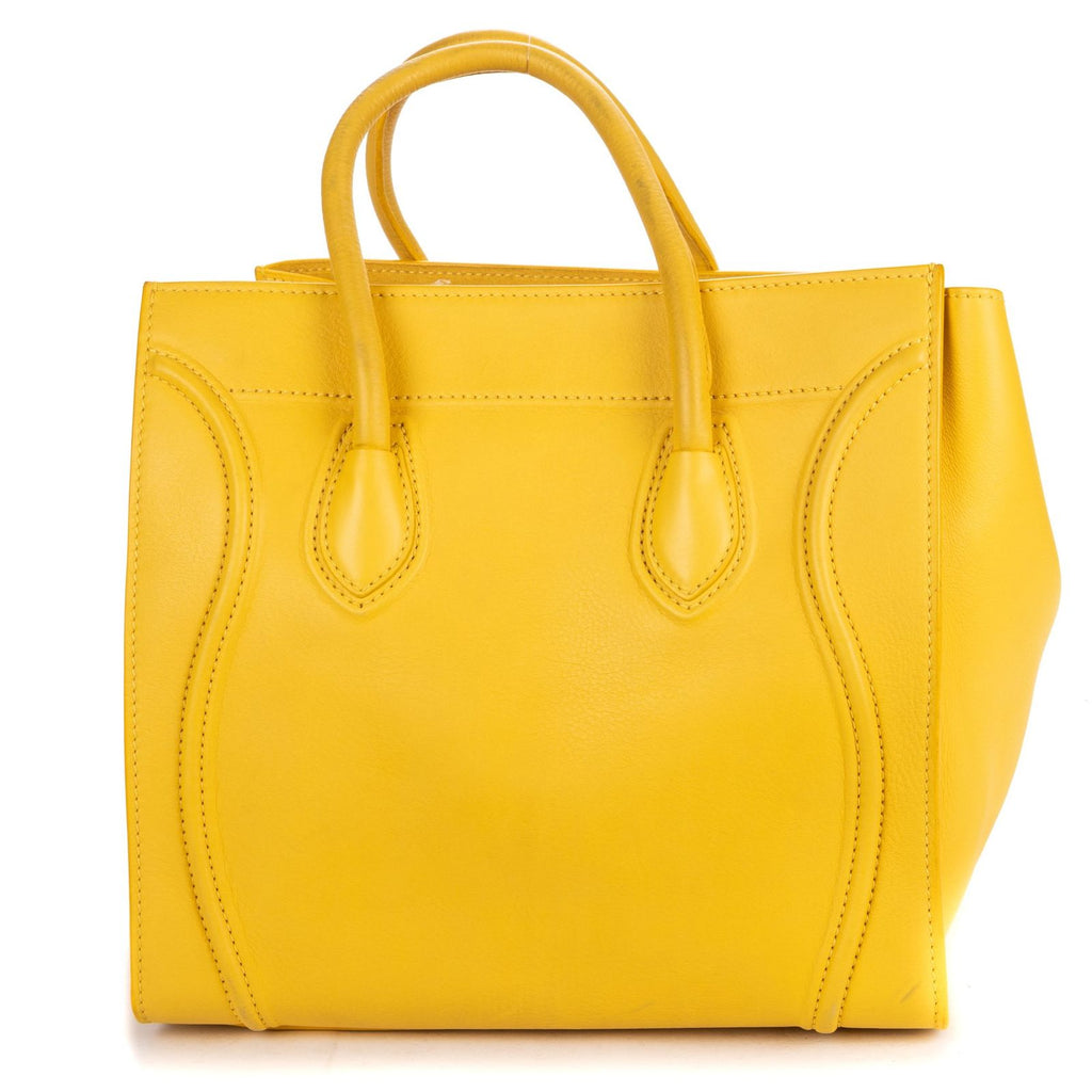 Celine Luggage Phantom Yellow Grain Calfskin Leather Handbag — view 5