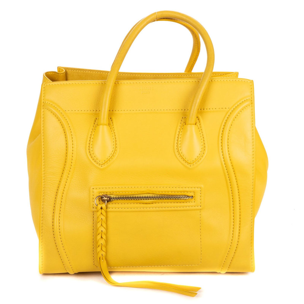 Celine Luggage Phantom Yellow Grain Calfskin Leather Handbag