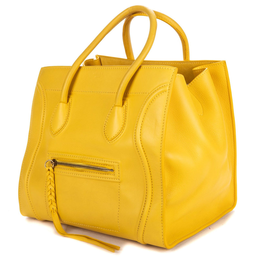 Celine Luggage Phantom Yellow Grain Calfskin Leather Handbag — view 2