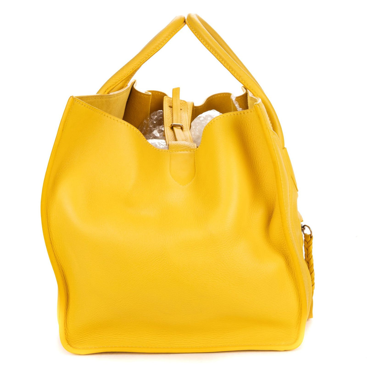 Celine Luggage Phantom Yellow Grain Calfskin Leather Handbag — view 4