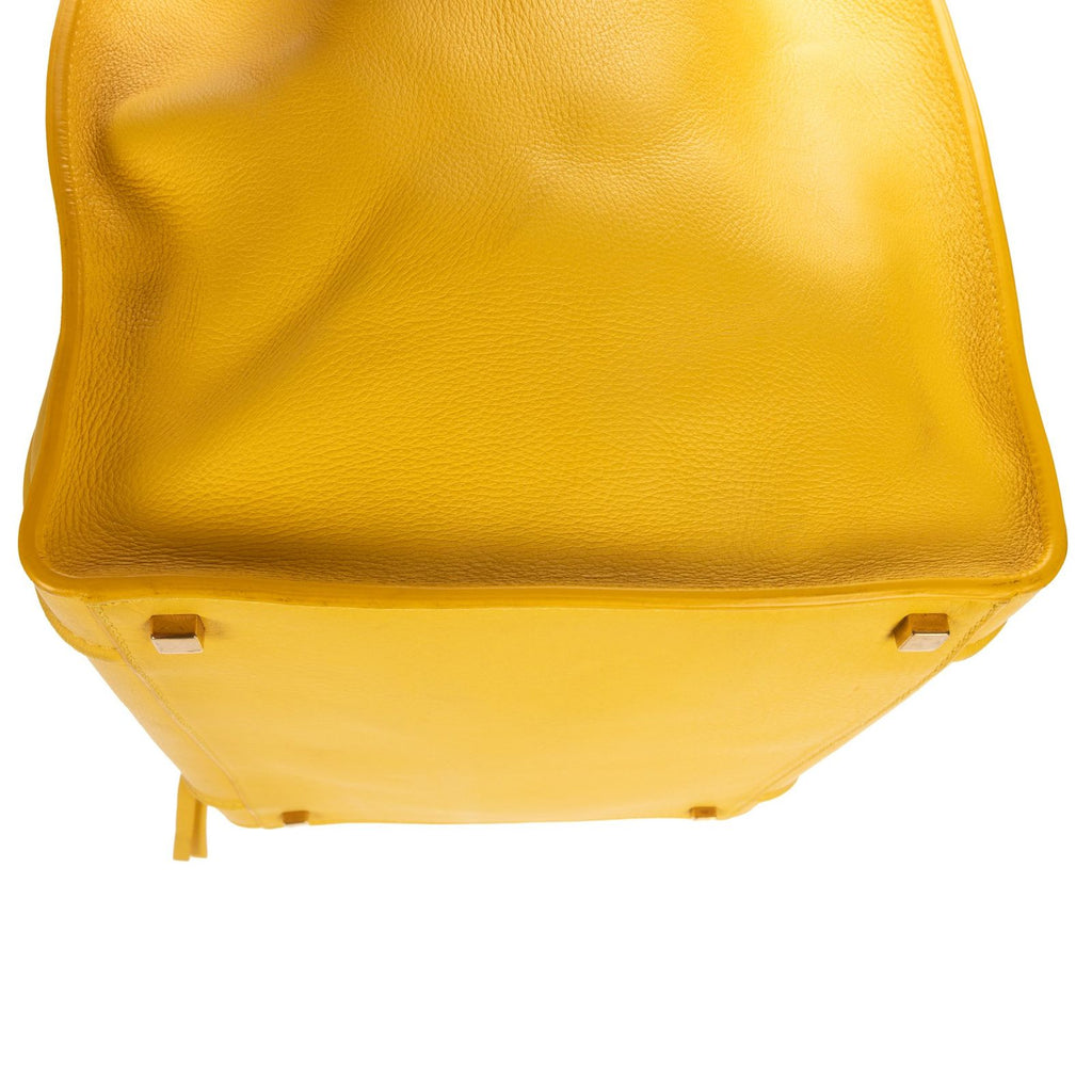 Celine Luggage Phantom Yellow Grain Calfskin Leather Handbag — view 7