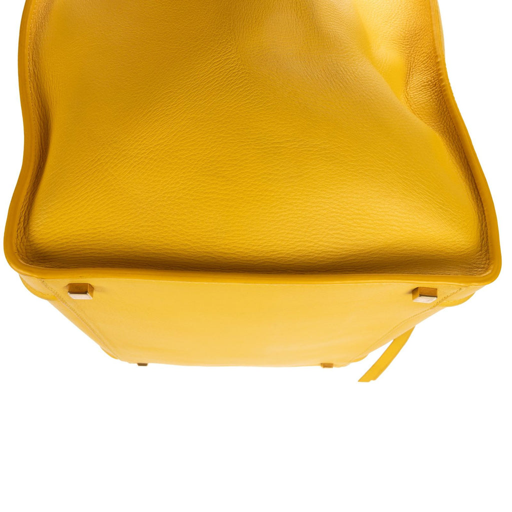 Celine Luggage Phantom Yellow Grain Calfskin Leather Handbag — view 8