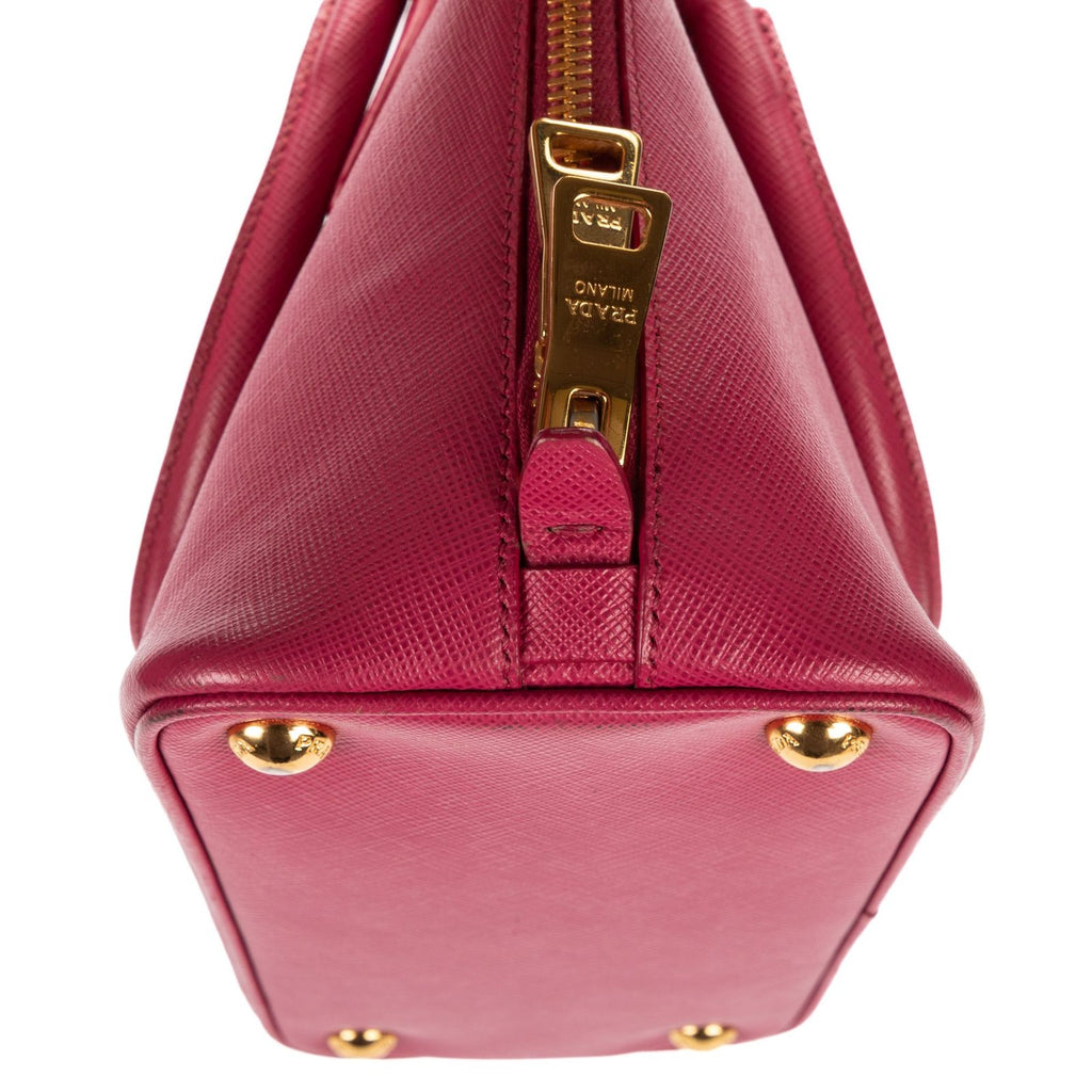 Prada Small Zip Promenade Pink Saffiano Luxe Leather — view 7
