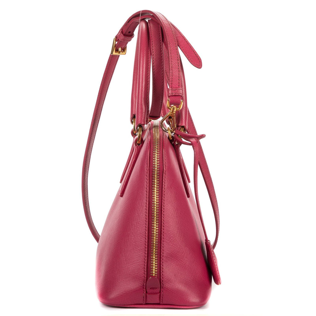 Prada Small Zip Promenade Pink Saffiano Luxe Leather — view 4