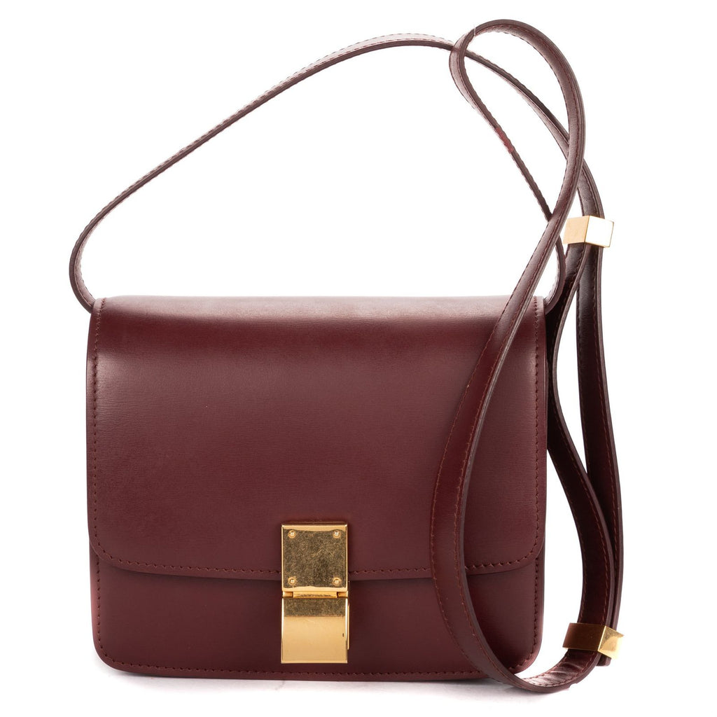 Celine Small Classic Box Burgundy Smooth Calfskin
